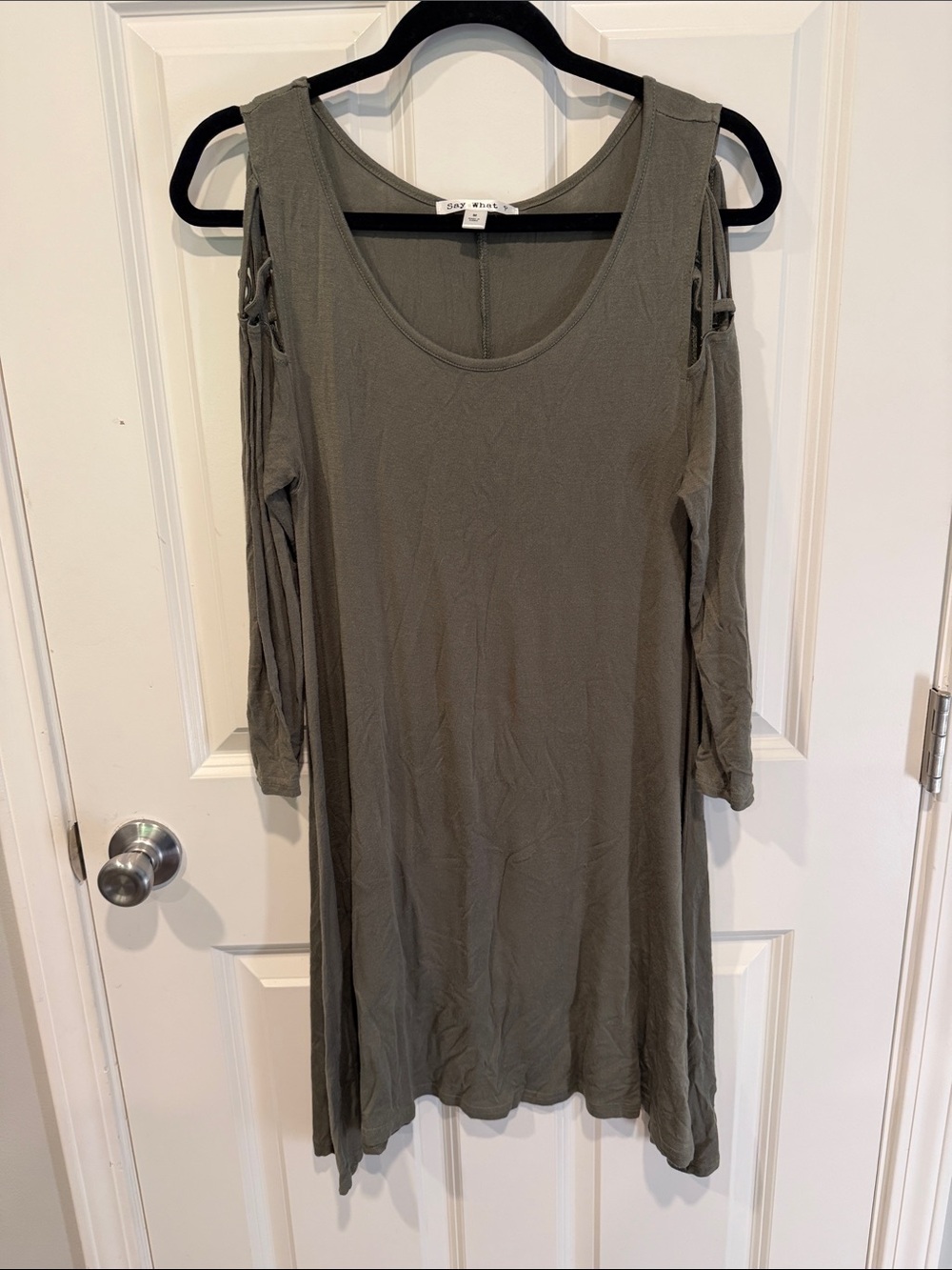 Say What? Olive Scoop Neck Dress